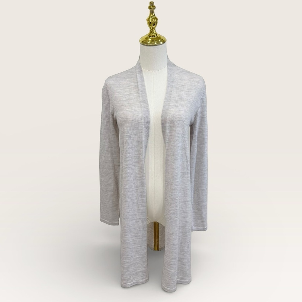 Eileen Fisher Women’s XXS Sea Salt Grey Open Front 100% Merino Wool Cardigan NWT